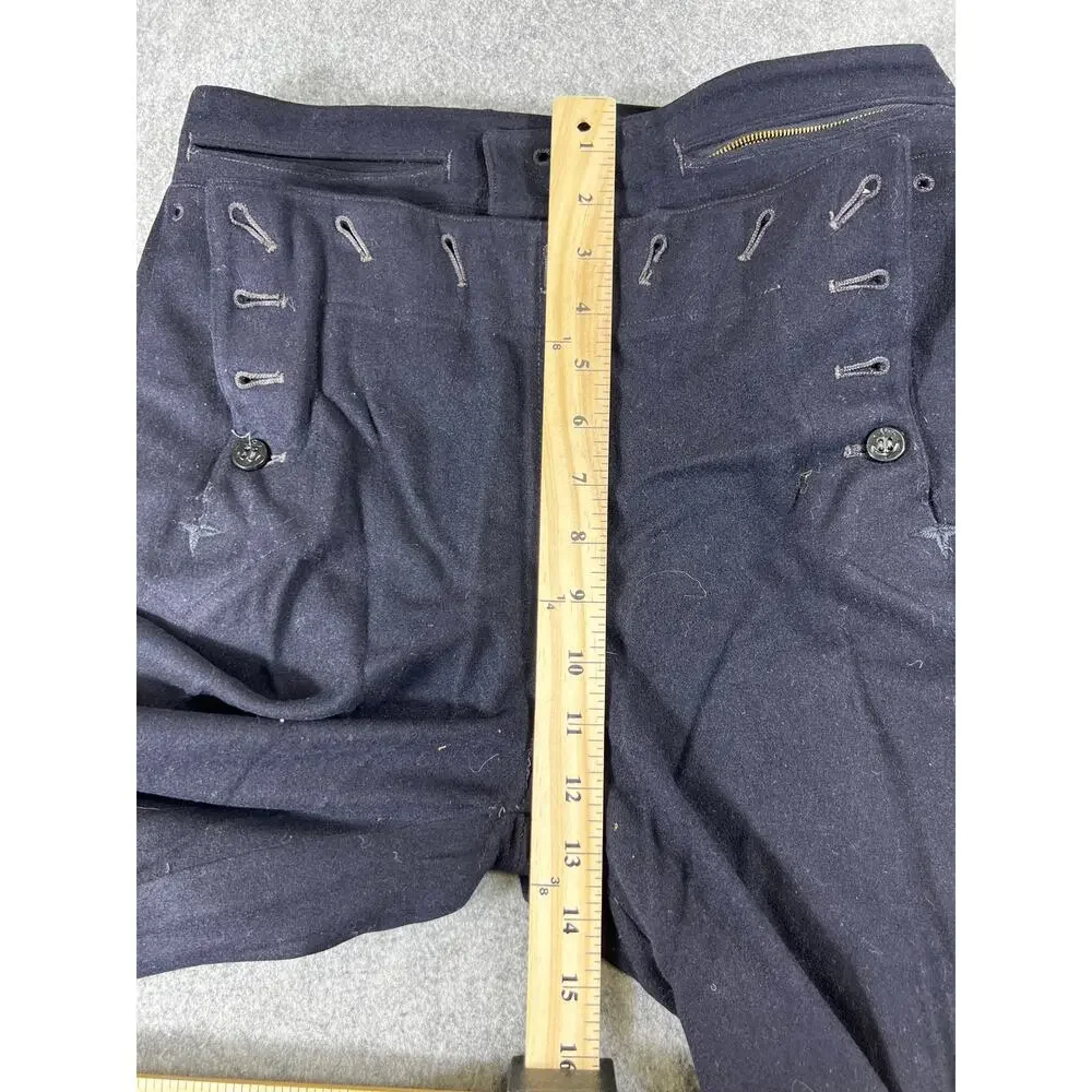 VTG 40s US Navy Sailor Pants Mens 28 Black High Rise Wide Leg Military Workwear